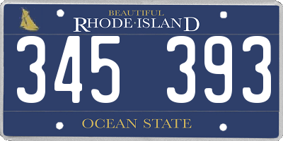 RI license plate 345393
