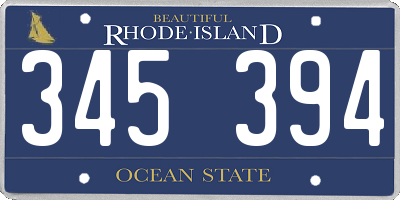 RI license plate 345394