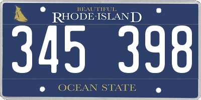 RI license plate 345398
