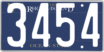 RI license plate 3454