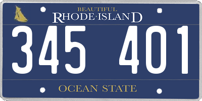 RI license plate 345401