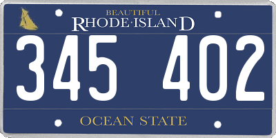 RI license plate 345402