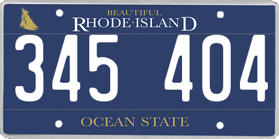 RI license plate 345404