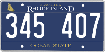 RI license plate 345407
