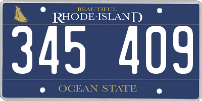 RI license plate 345409
