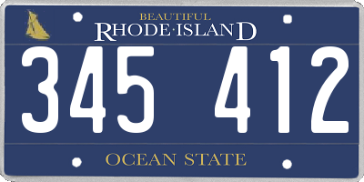 RI license plate 345412
