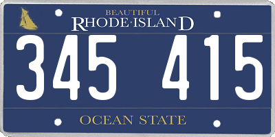 RI license plate 345415