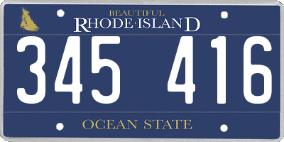 RI license plate 345416