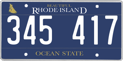 RI license plate 345417