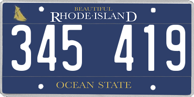 RI license plate 345419