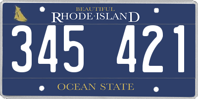 RI license plate 345421