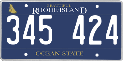 RI license plate 345424