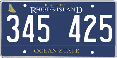 RI license plate 345425