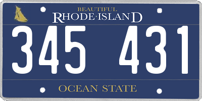 RI license plate 345431