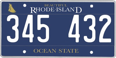 RI license plate 345432