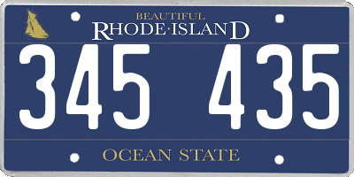 RI license plate 345435