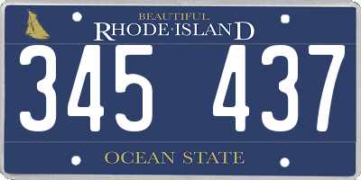 RI license plate 345437