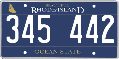 RI license plate 345442