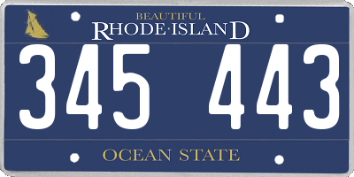 RI license plate 345443