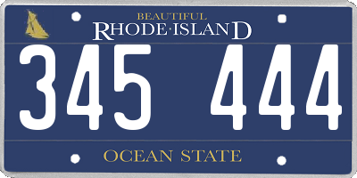 RI license plate 345444