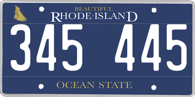 RI license plate 345445