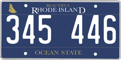 RI license plate 345446