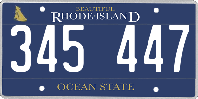 RI license plate 345447