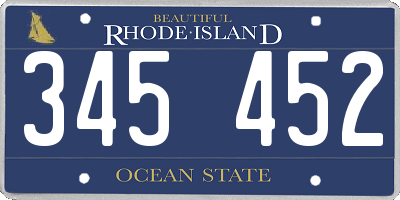 RI license plate 345452
