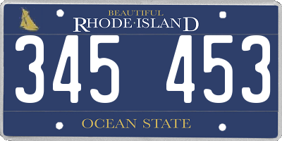 RI license plate 345453