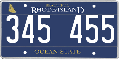 RI license plate 345455