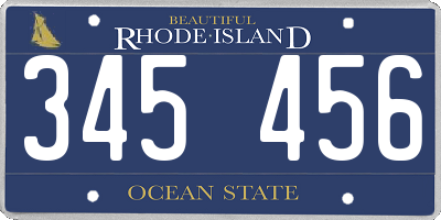 RI license plate 345456