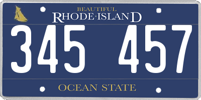 RI license plate 345457