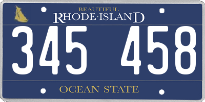 RI license plate 345458