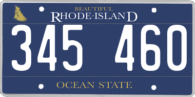 RI license plate 345460