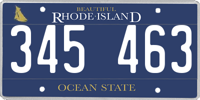 RI license plate 345463