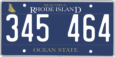 RI license plate 345464