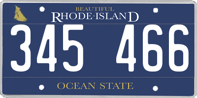 RI license plate 345466