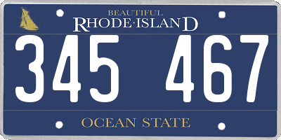 RI license plate 345467