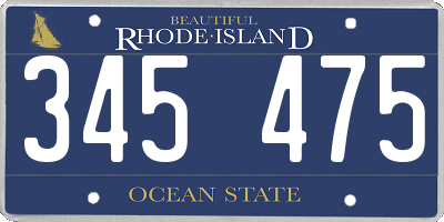 RI license plate 345475