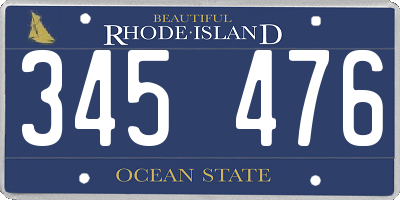 RI license plate 345476