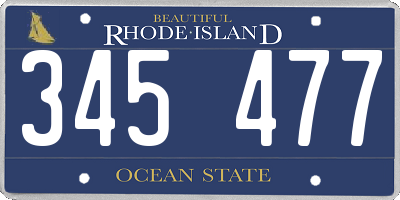 RI license plate 345477