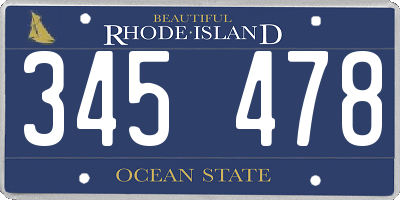 RI license plate 345478