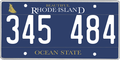 RI license plate 345484