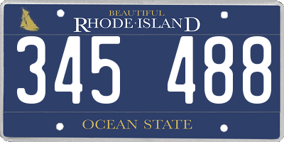 RI license plate 345488