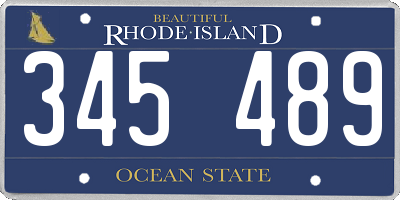 RI license plate 345489