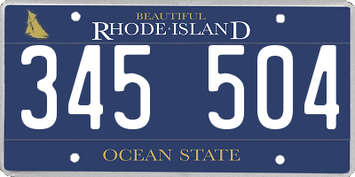 RI license plate 345504