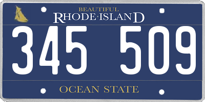 RI license plate 345509