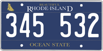 RI license plate 345532