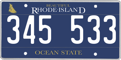 RI license plate 345533