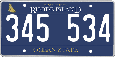 RI license plate 345534